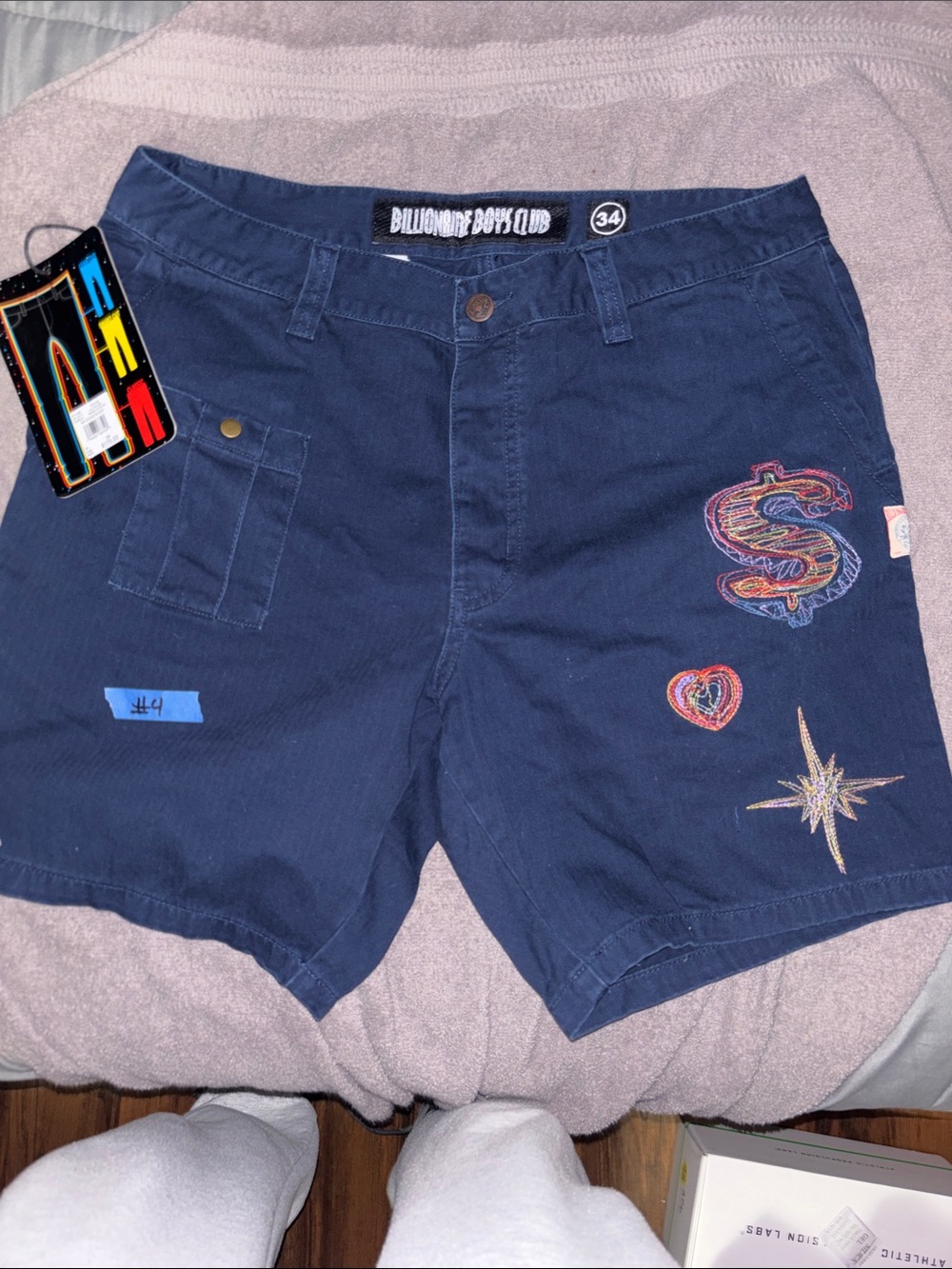 Billionaire Boys Club Navy Embroidered Cargo Shorts